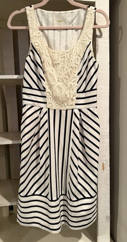 Anthropologie Maeve Chessia Striped Sleeveless Dress Women's SZ 4 Navy & White - Picture 3 of 12