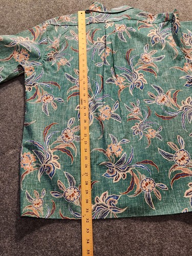 VTG Reyn Spooner Hawaiian Shirt Men XL Extra Large Green Floral Aloha Camp - Picture 9 of 11