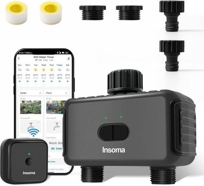 Insoma WiFi Dual Water Timer - 2-Zone Smart Hose Sprinkler Controller
