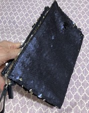 Ipsy Sequined Bag navy and silver Nice Evening Or prom Bag, Makeup Bag