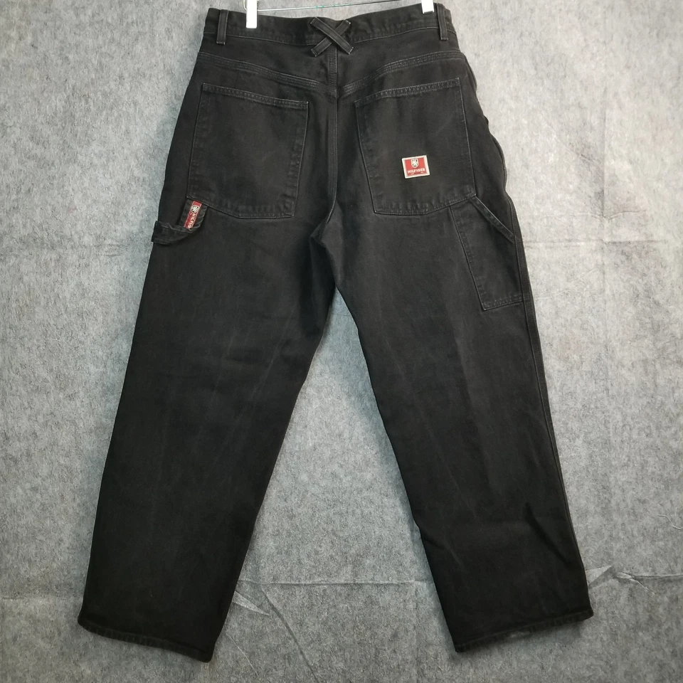 Jeans Tommy Hilfiger Vintage Carpintero Negro 34 x 30 Calce Suelto Denim Suelto Patín Foto 2 de 4