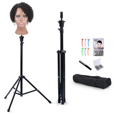 Reinforced Wig Stand Tripod Mannequin Head Stand, Adjustable Holder for Cosmetol
