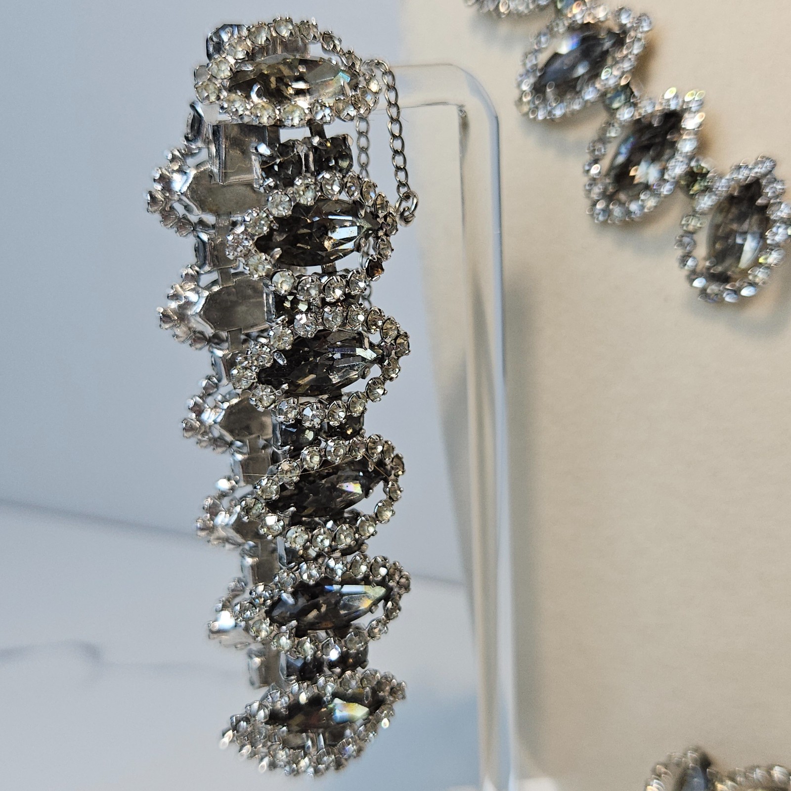 Rare Vintage Albert Weiss Necklace Bracelet and Clip On Earring Set