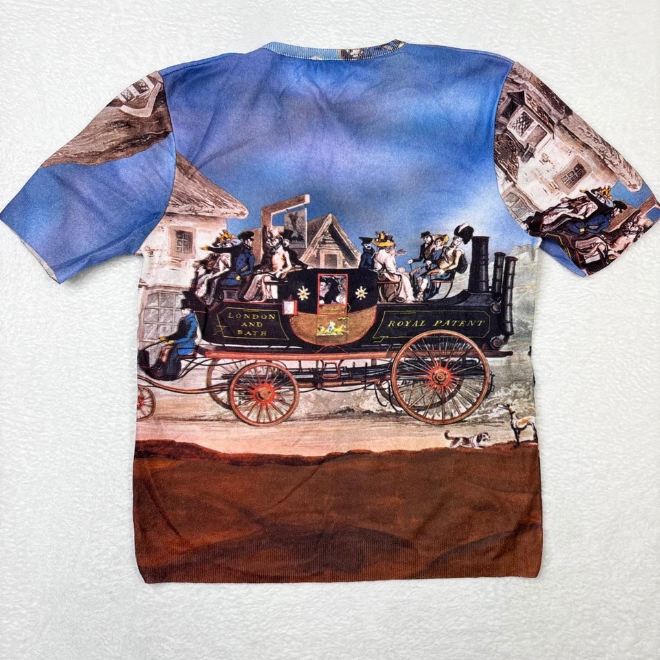Camisa De Colección Saturday Sunday McGregor Sobreimpresión AOP Steam Carriage Años 70 Tejida Foto 4 de 4