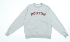 Hanes EcoSmart Grey Boston Sweatshirt Womens Medium Cotton Blend