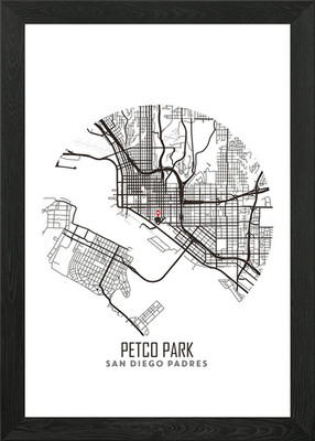 Petco Park Stadion Karte gerahmtes Wandbild Poster Leinwanddruck Bild