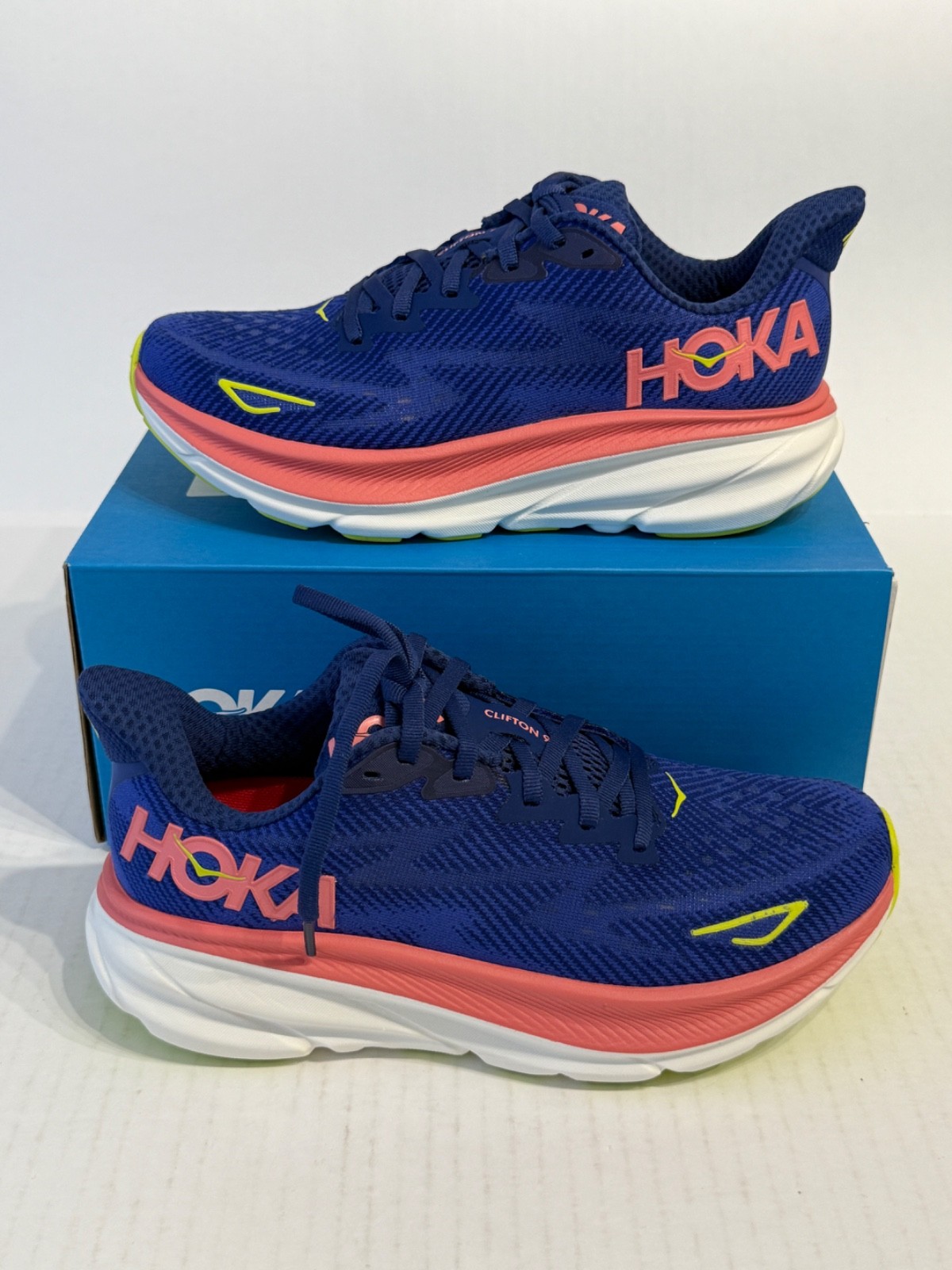 Hoka Clifton 9 Women's Running Shoes in Evening Sky Coral