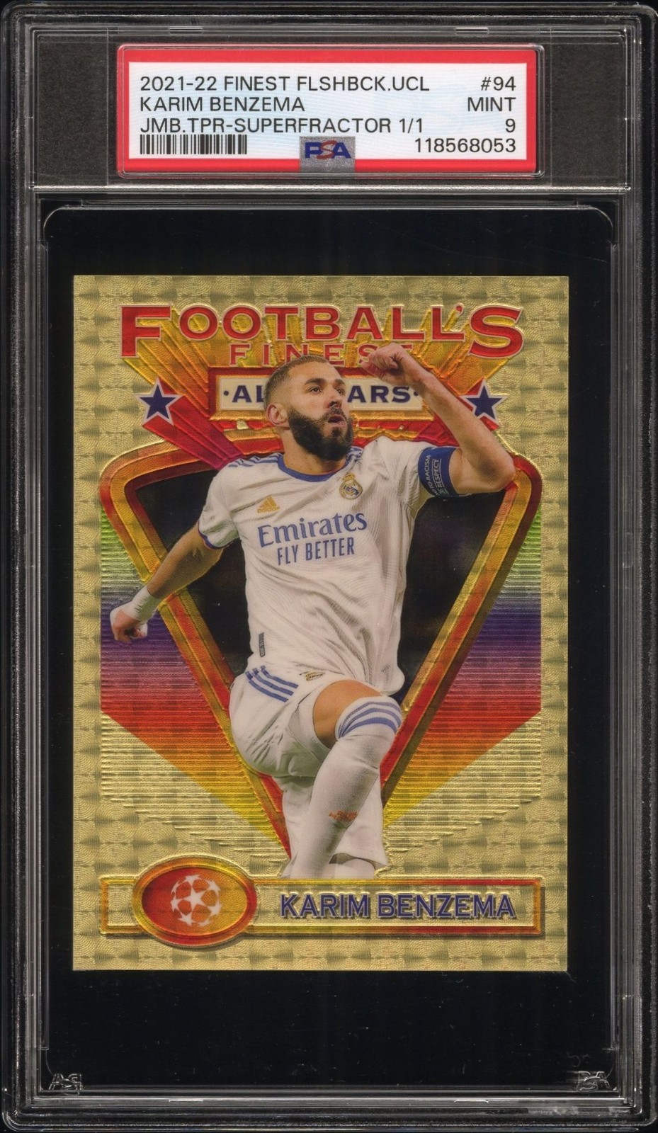 202122 TOPPS FINEST UCL KARIM BENZEMA JUMBO TOPPER SUPERFRACTOR 11 94 PS G2U view 1