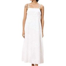 FRNCH Paris Nacera dress in white Cotton Embroidered Midi Dress