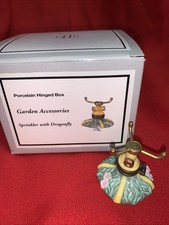 NIB PHB Porcelain Hinged Trinket Box Garden Sprinkler With Dragonfly
