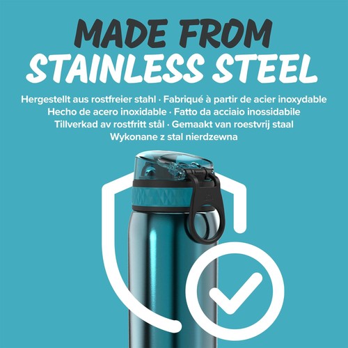 Lightweight Steel Kids Water Bottle, 400ml/13oz, Non-Insulated, Leak Proof - Picture 4 of 7