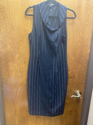 blue dress for baby girl Aldari Bandeau Midi Dress in Tailoring Black Pinstripe main image 1
