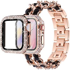 Jewelry Bracelet Band Strap 2Pack Diamond Case For iWatch Series 9 8 7 6 5 4 SE