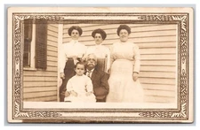 RPPC Family Photo Grandfather Daughters Grandaughters UNP Postcard XC7
