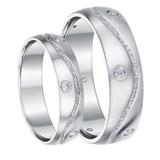 His & Hers 5&6mm Rings 9ct White Gold Diamond Engagement Wedding Bands