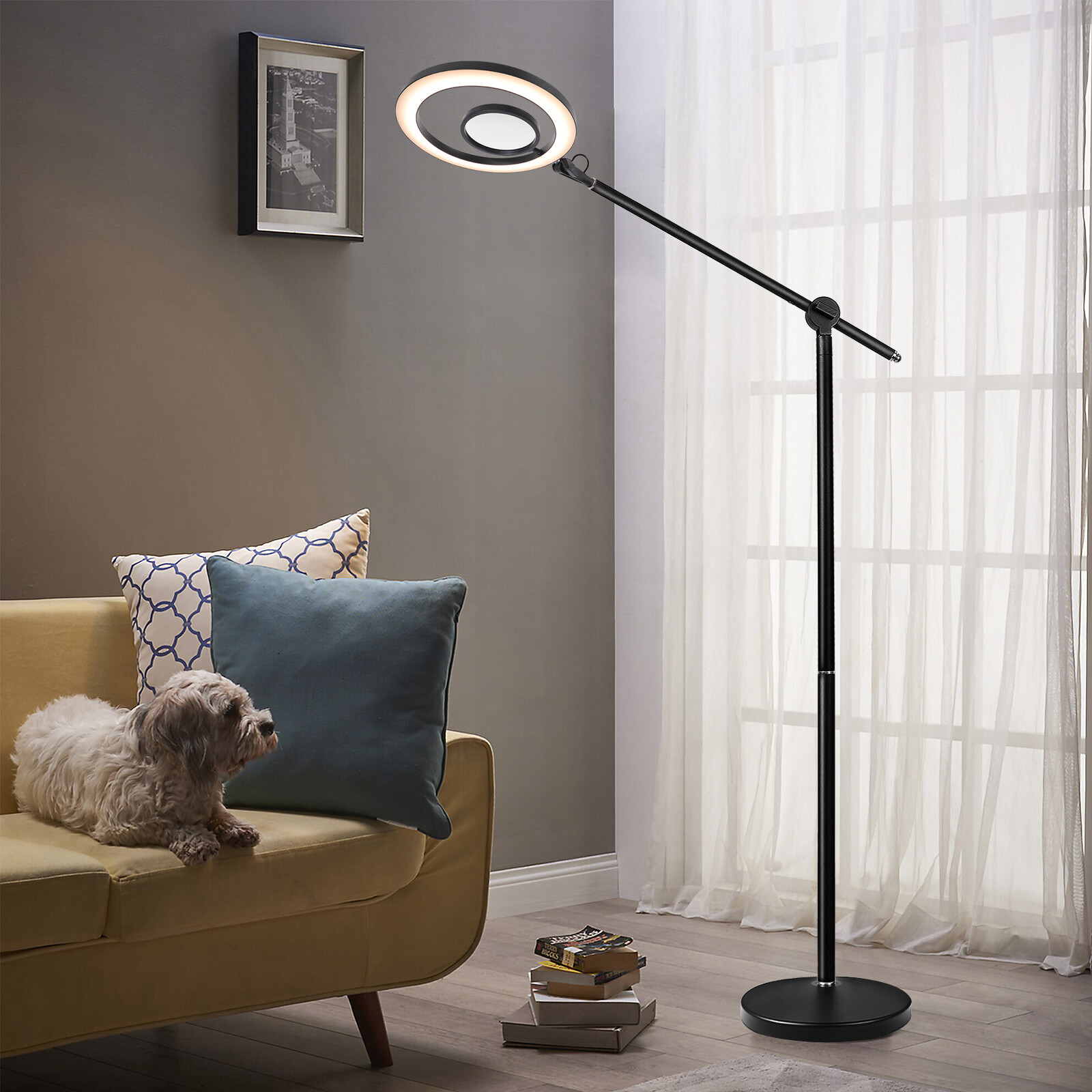 12W Magnifying Glass Floor Lamp 3 Lighting Modes Dimmable LED