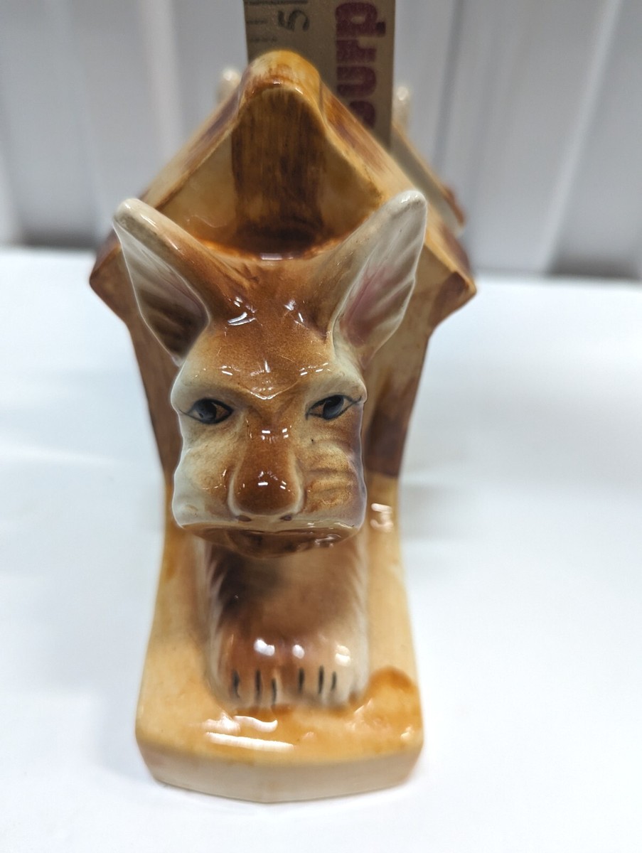 RARE VTG Scottie Dog House Ceramic Bookends Ceramic Japan Korea
