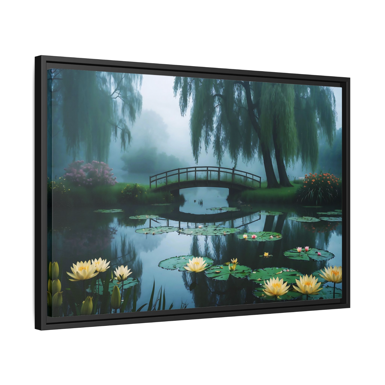Pond Landscape Willow Tree Gallery Wrapped Canvas Print Wall Art Home Decoration