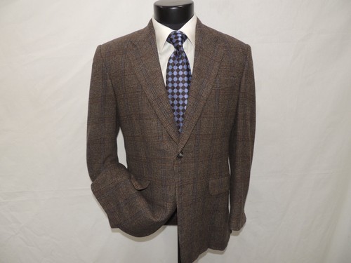 BESPOKE HICKEY FREEMAN NORDSTROM MEN'S WOOL BROWN WINDOWPANE JACKET COAT 38 R - Picture 2 of 9