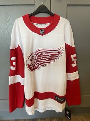 Brandneu mit Etikett Fanatics NHL Detroit Red Wings Trikot weiß Small Seider 53