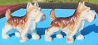 2 Vtg 1930s Porcelain Schnauzer or Terrier Dog Figurine Japan Brown & WhiteÂ