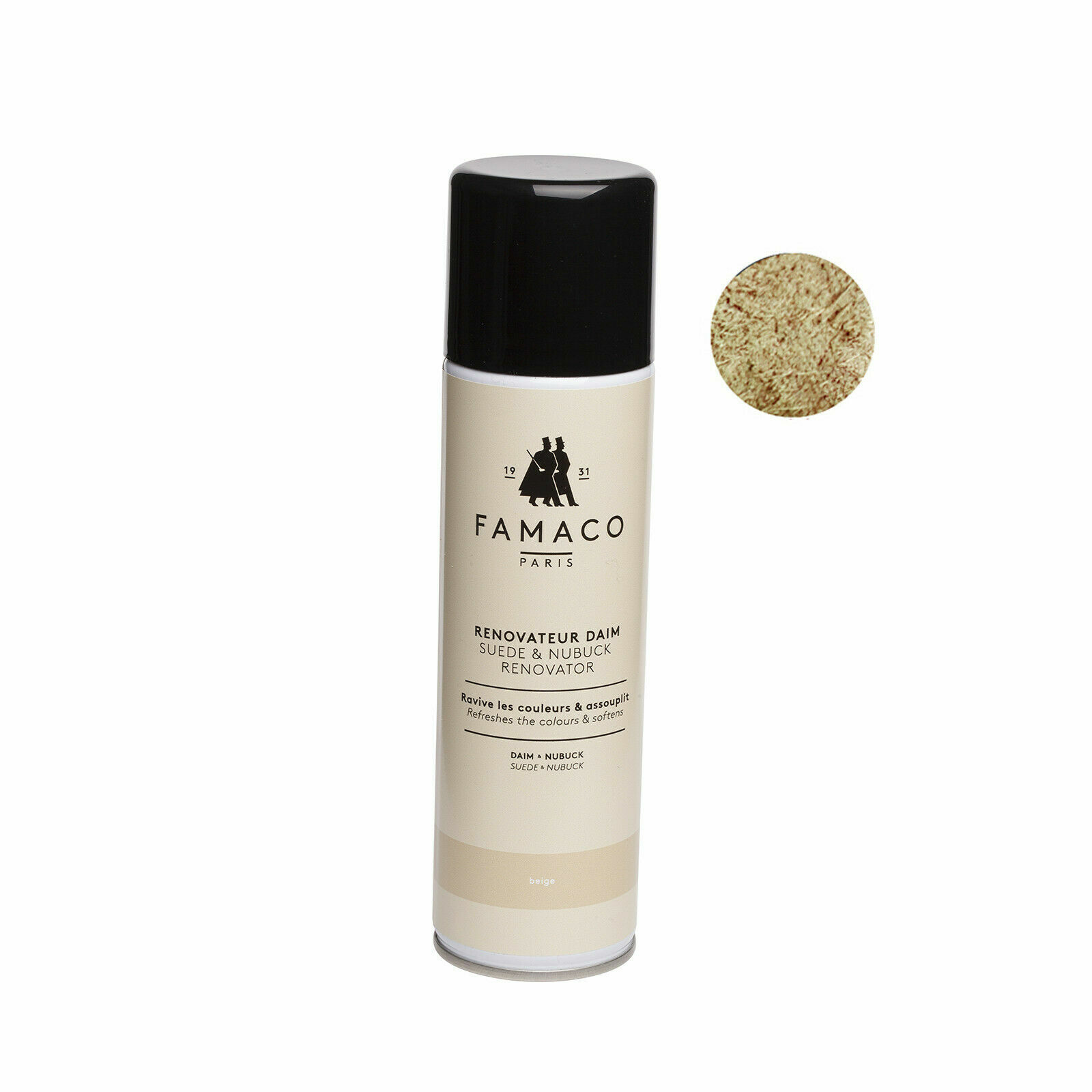 BEIGE Famaco Suede Nubuck Renovator Restore Colour Spray Dye Bag Shoe Care 250mL
