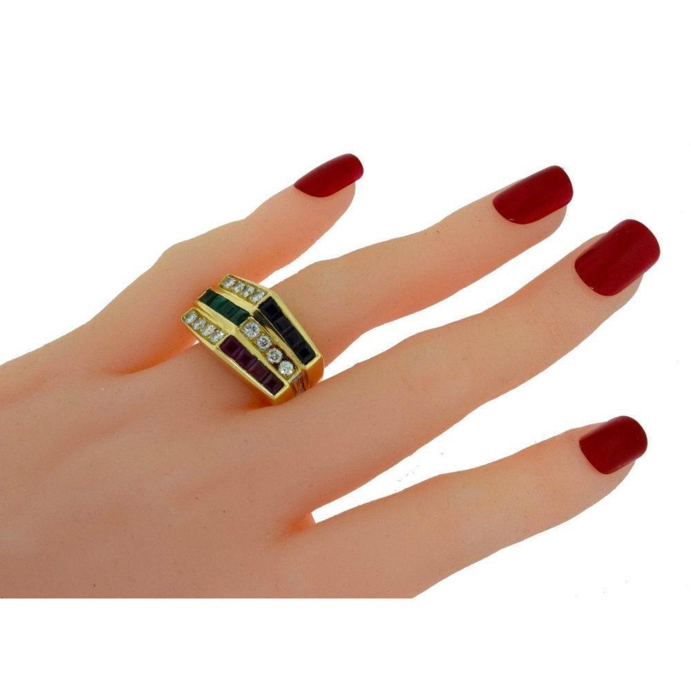 Ruby, Emerald, Sapphire, and Diamond Statement Ri… - image 5