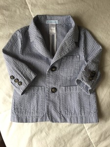 Janie Jack Blazer Chaqueta Nino Bebe Nino Azul Y Blanco Pin Rayas Talla 6 12 Ebay