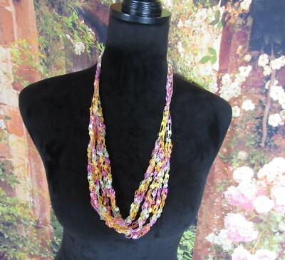 All Thread Necklace of Many Bright Colorful Thread 26'' no Clasp