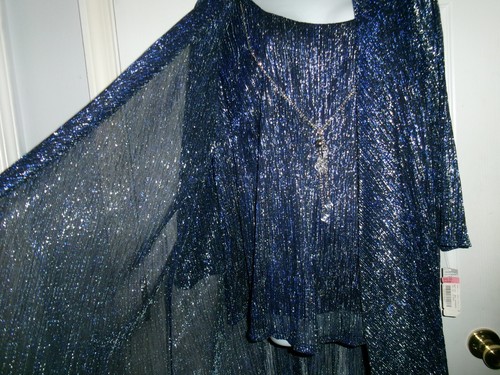 R & M RICHARDS 2 Piece Blue Sparkle Dressy Top and Cover Up Jacket NWT Size 22W - Picture 8 of 20