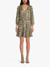 VELVET By Graham & Spencer Yena Printed Mini Dress Gem S $276 C7