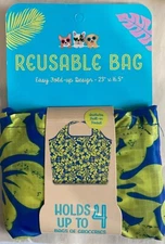 Reusable Grocery Bag 23" x 16.5" Pocket Easy Fold Up (A)
