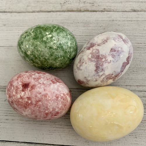 4 Hand Painted Ceramic Eggs Flat Bases Hollow Speckled Colorful Easter Egg Decor - Picture 4 of 15