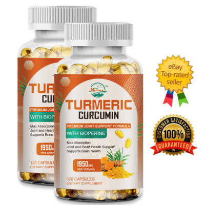 （2 Packs）TURMERIC 95% CURCUMIN EXTRACT TUMERIC BLACK PEPPER ANTIOXIDANT BEST NEW