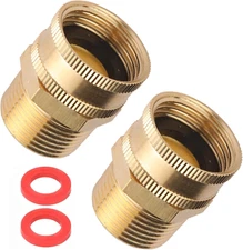2 Pack Garden Hose Adapter,3/4" NPT X 3/4" GHT Connector with Dual Swivel, Brass