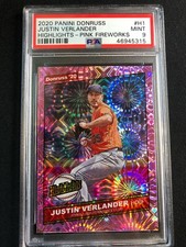 🔥  2020 DONRUSS PINK HIGHLIGHTS  HOLO FIREWORKS JUSTIN VERLANDER 9