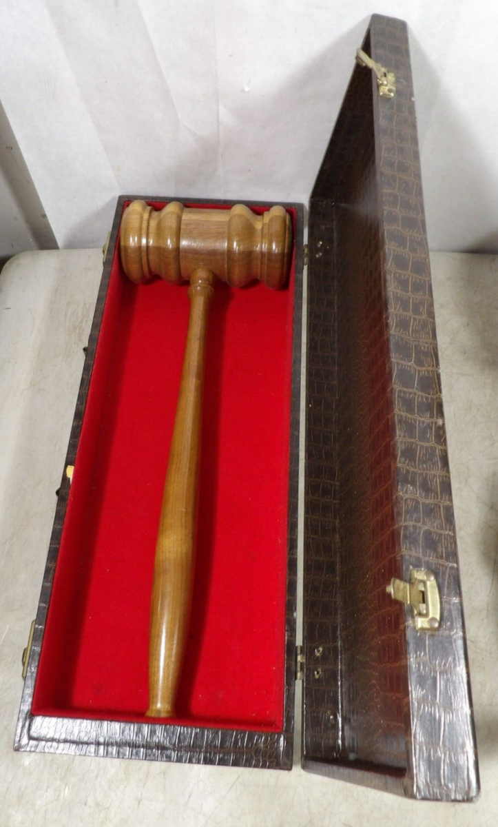 Large Vintage Wooden Over-size Gavel W/Faux Alligator Case Large Vintage Wooden Over-size Gavel W/Faux Alligator Case