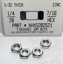 1/4-28 Finished Hex Jam Nuts Steel Zinc Plated (500)