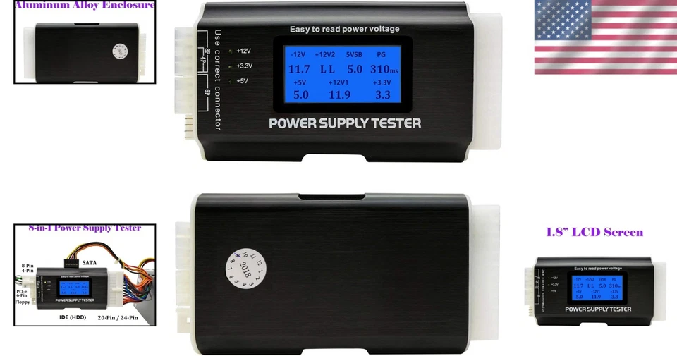 PC Power Supply Tester – Lightweight 1.8'' LCD Screen for ATX/ITX Connectors - Image 2 of 4