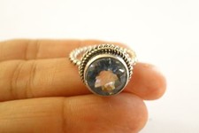 5ct. Round Blue Topaz Solitaire Sterling Silver Twisted Band Ring Size 6 7
