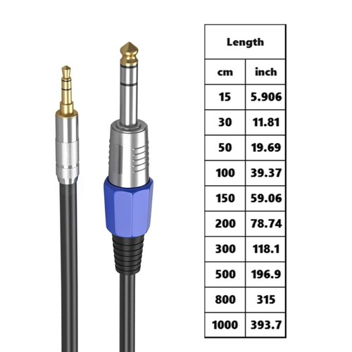 Right Angled/Straight Head Aux Cord Male 3.5mm to Male 6.35mm Balanced Wire - Picture 8 of 28