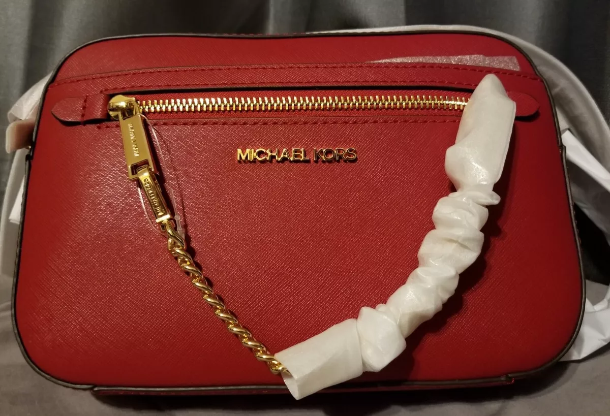 michael kors red crossbody purse