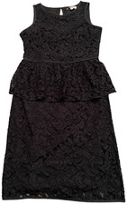 BANANA REPUBLIC Rayon Tiered Black Lace Empire Classy Sleeveless Dress womens 4