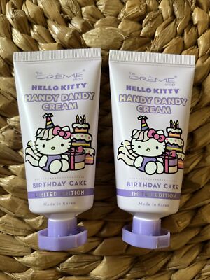 x2 Sanrio Hello Kitty Creme Shop Handy Dandy Hand Cream Birthday Cake SEALED