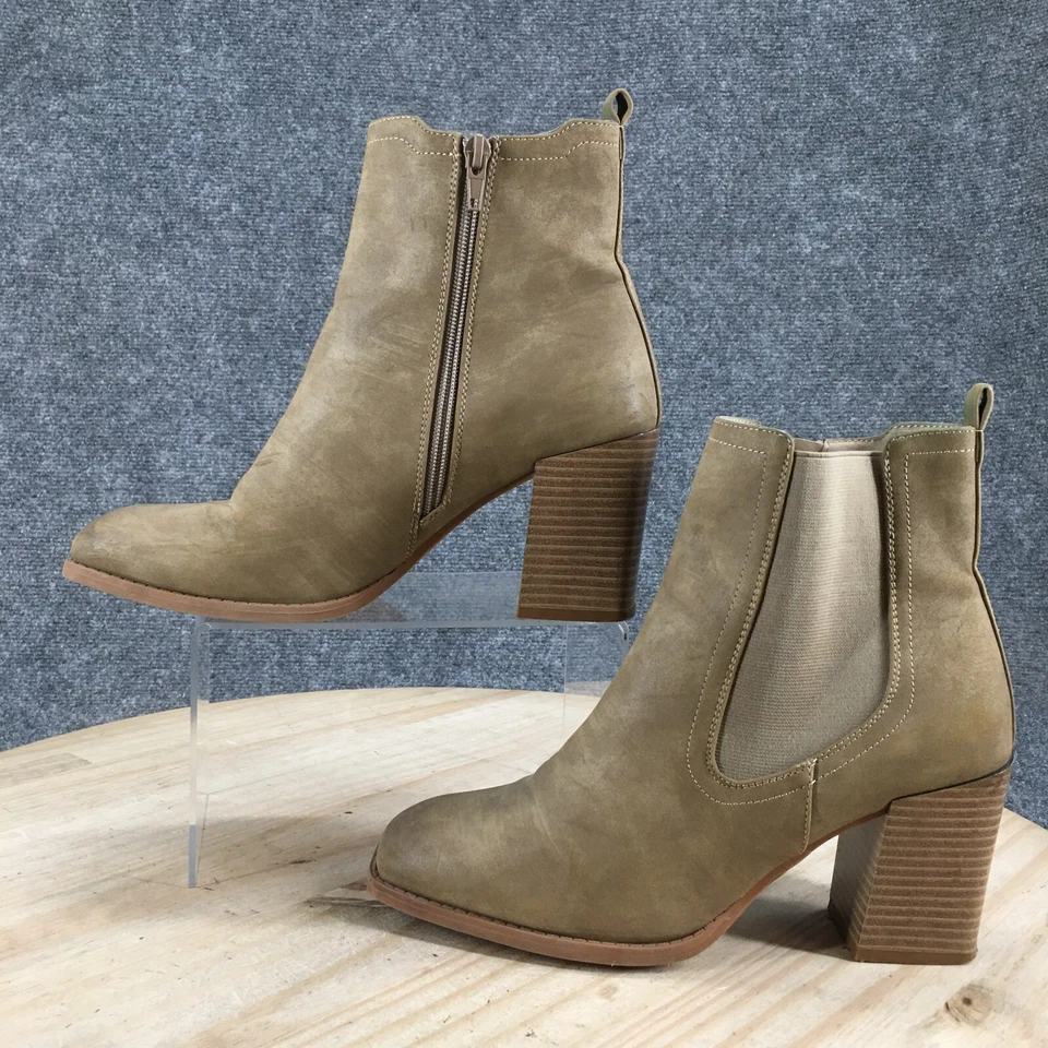 Женские повседневные сапоги Pierre Dumas на молнии сбоку на каблуках челси 8,5 цвет коричневый кожа - Изображение 2 из 4