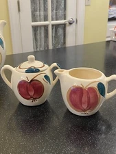Purinton Pottery cream and sugar Apple And Pear