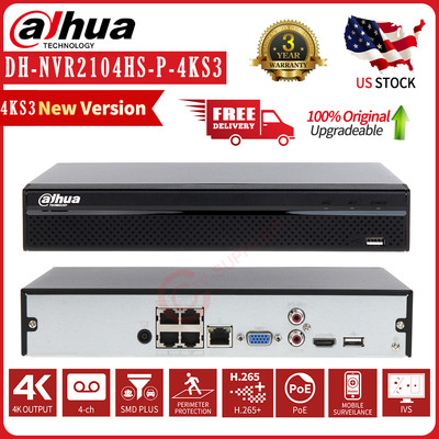 Dahua 4K 4Channels PoE 12MP NVR HDMI VGA Embedded Linux Network Video Recorder