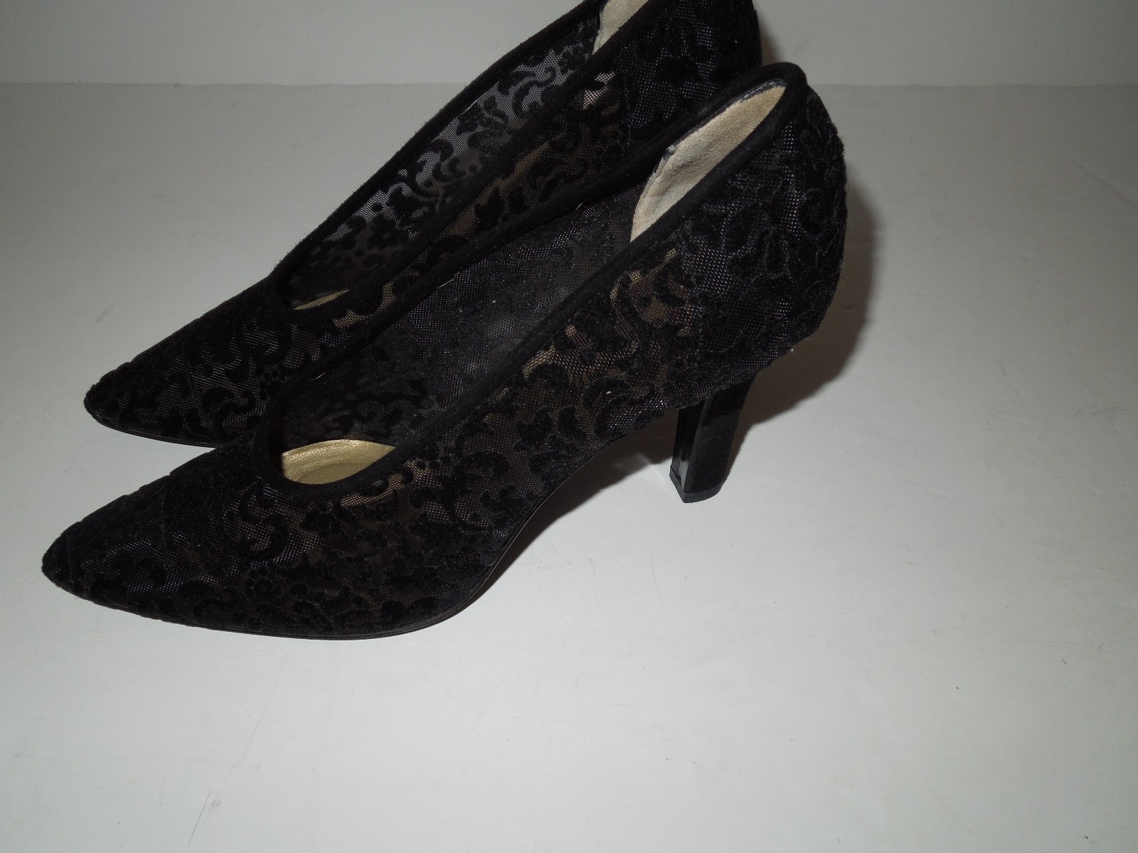 Scarpe décolleté vintage Yves Saint Laurent Clara nere in velluto burnout usate in ottime condizioni Italia 7 5N