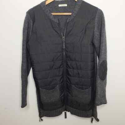 kiki KiKi Shop Wool Blend Full Zip Quilted Sweater Cardigan Jacket
