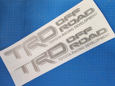 (2) TRD OFF ROAD Decals Stickers Silver Vinyl Toyota Tacoma Tundra 4x4 4Runner